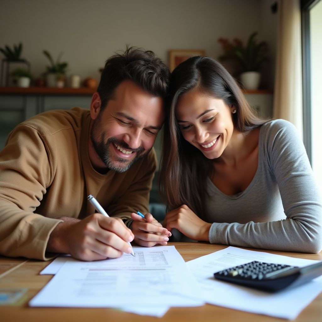 Familia argentina planificando finanzas