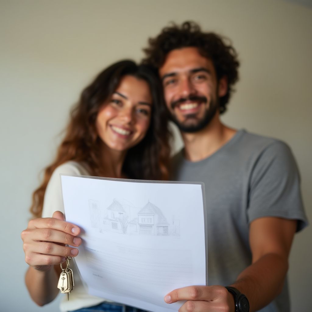 Pareja joven argentina comprando primera casa