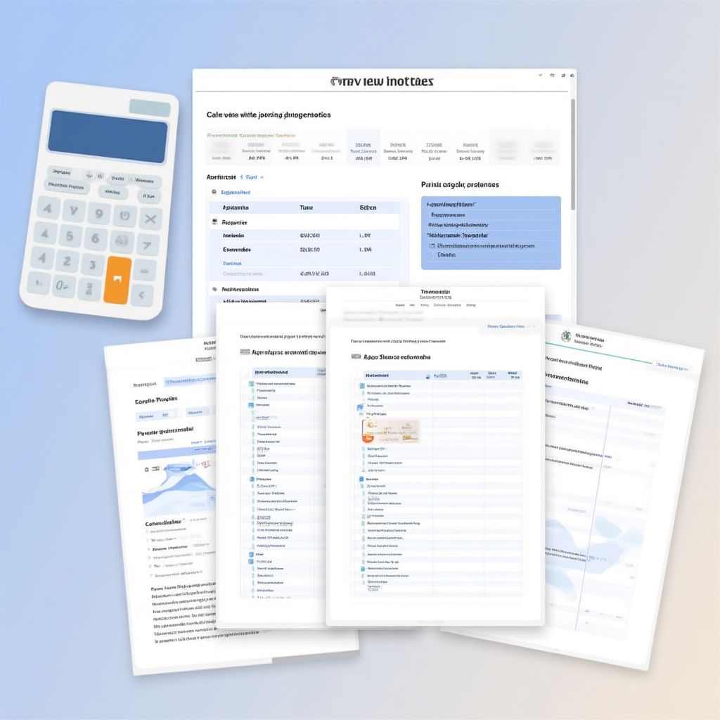 Análisis financiero con calculadora y documentos