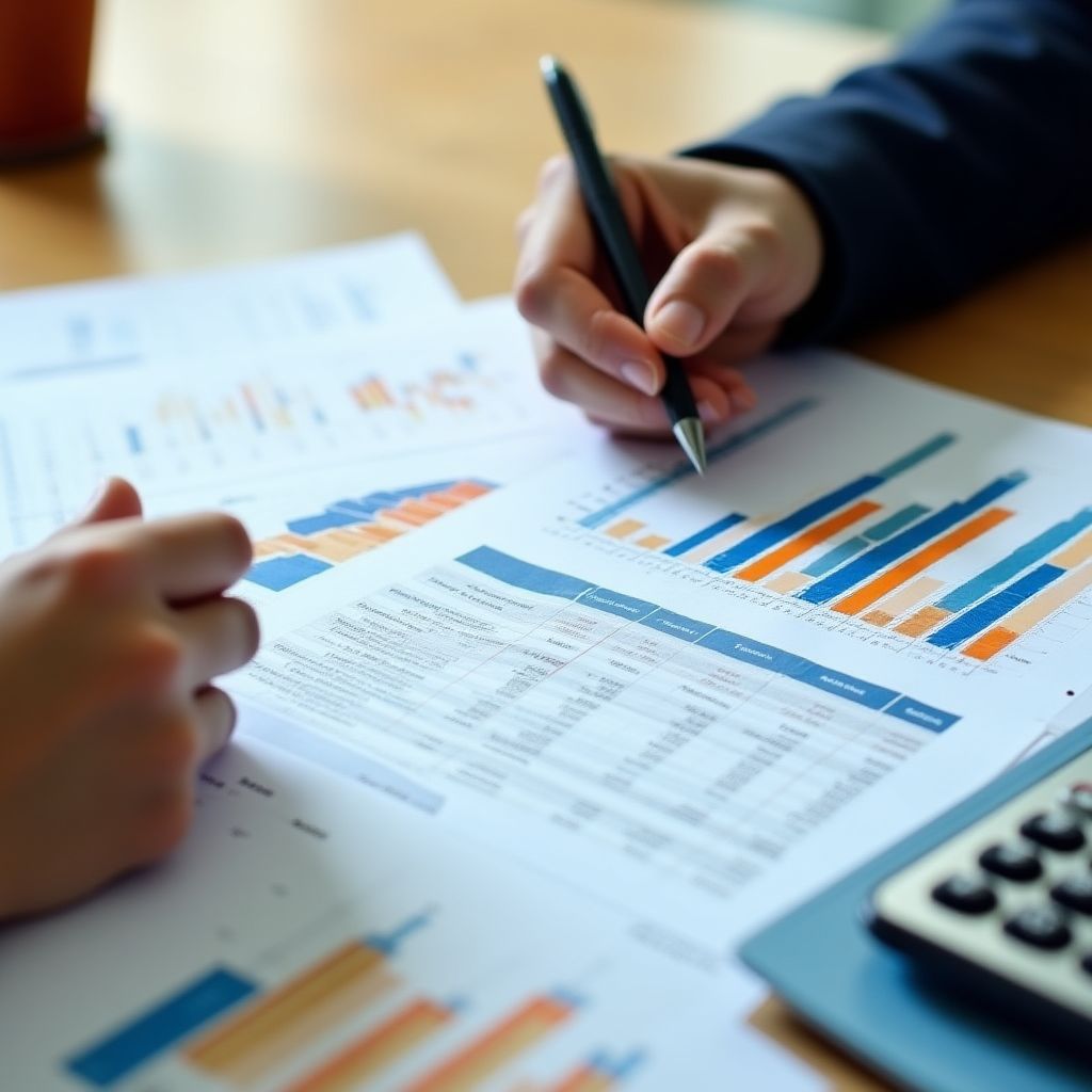 Planificación estratégica financiera con gráficos